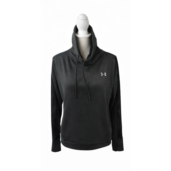 Under Armour Women's Featherweight Fleece Funnel Neck Sweatshirt Charcoal Gray S - Picture 3 of 7